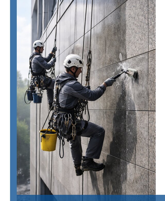 Профессиональная мойка фасада из керамогранита в Кольчугине