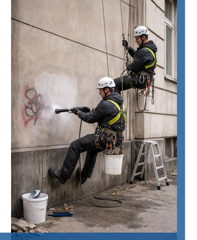 Удаление граффити с фасада в Кольчугине от 4577 р. | ВЫСОТНИК-Кль