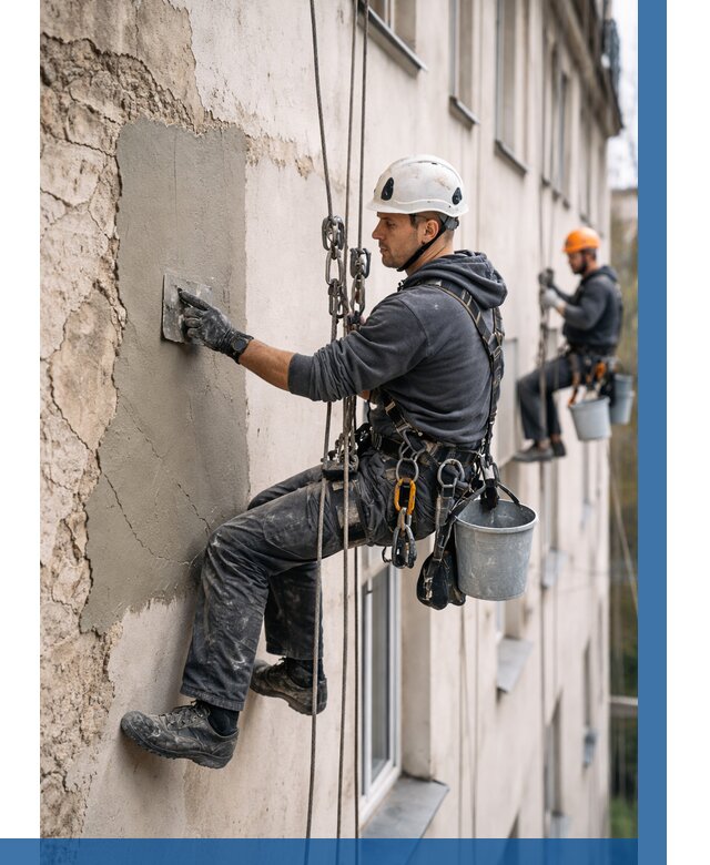 Восстановление штукатурки фасада в Кольчугине от 1221 р. | ВЫСОТНИК-Кль