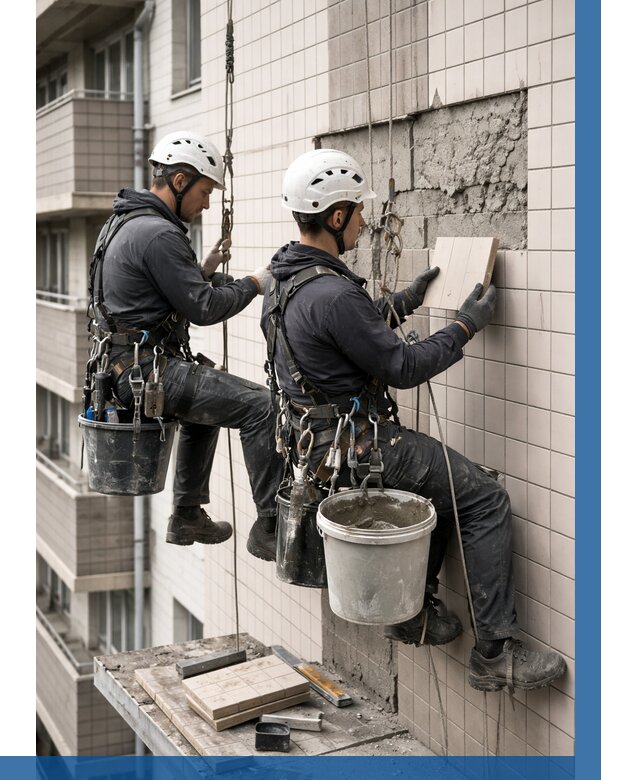 Ремонт облицовки фасада плиткой в Кольчугине от 1831 р. | ВЫСОТНИК-Кль