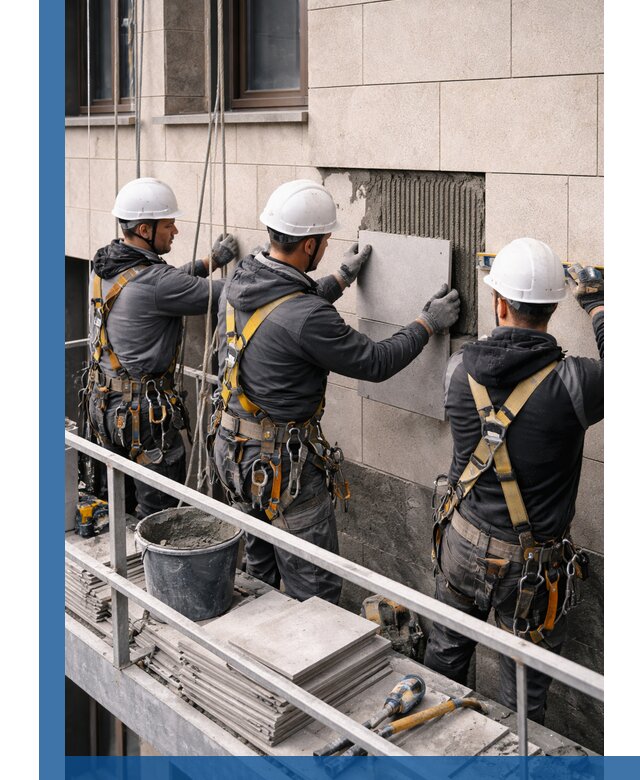 Ремонт облицовки фасада плиткой в Кольчугине с гарантией