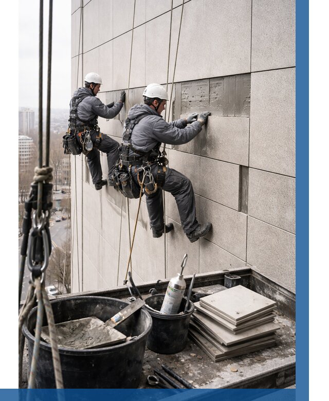 Ремонт фасада из керамогранита в Кольчугине от 2543 р. | ВЫСОТНИК-Кль