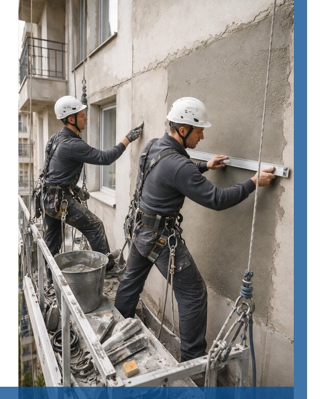 Штукатурка фасада на высоте в Кольчугине от 915 р. | ВЫСОТНИК-Кль