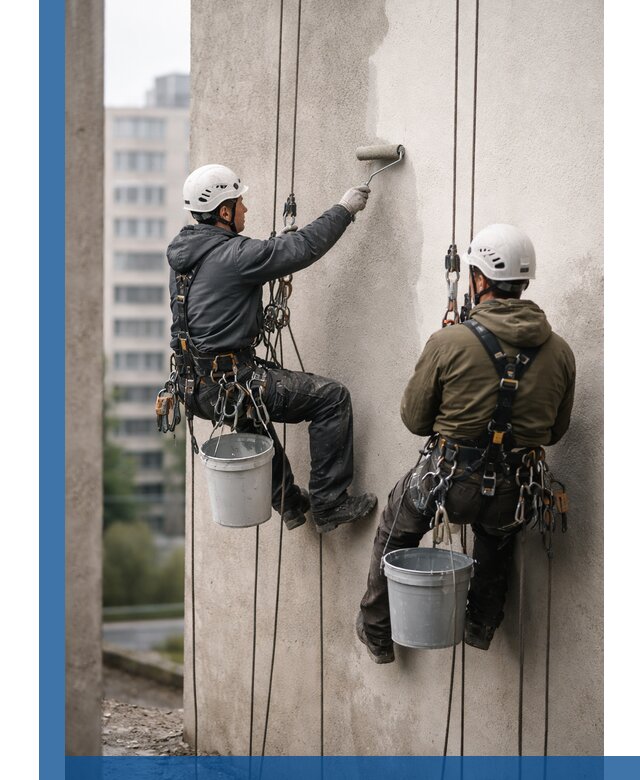 Покраска фасадов высотными альпинистами в Кольчугине с гарантией