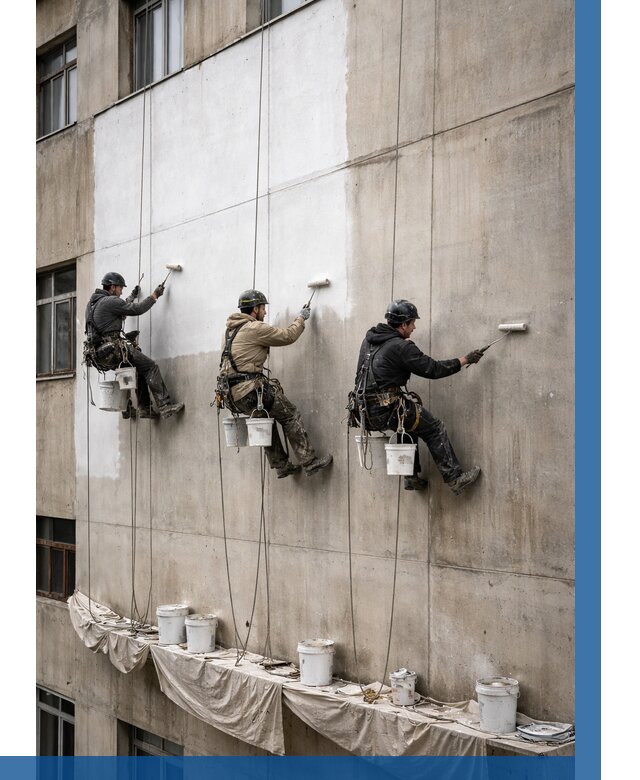 Покраска бетонного фасада в Кольчугине от 356 р за м2 | ВЫСОТНИК-Кль