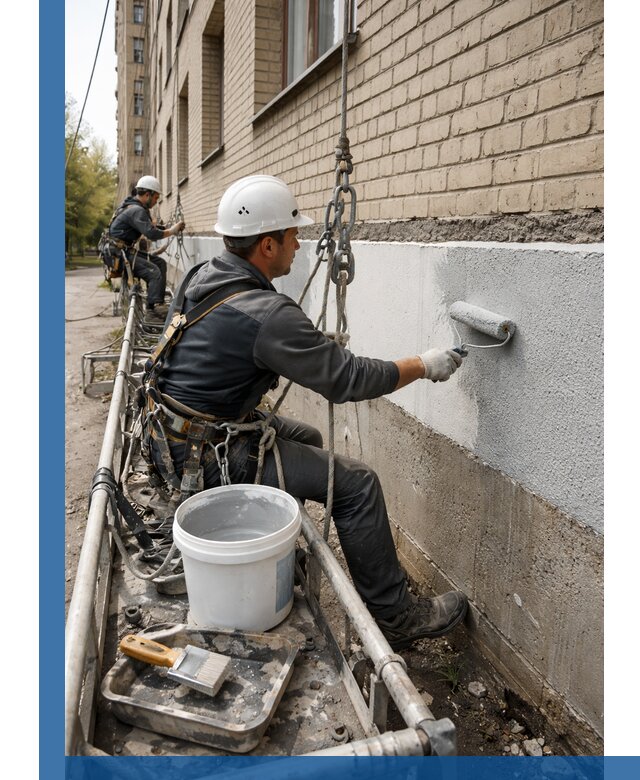 Окраска цоколя здания в Кольчугине профессионально и надежно