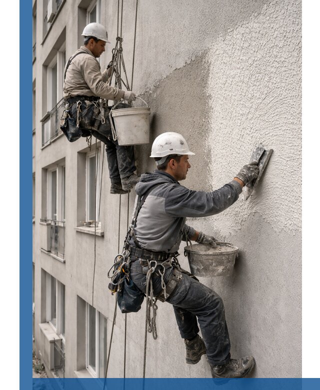 Нанесение декоративной штукатурки короед на фасад в Кольчугине