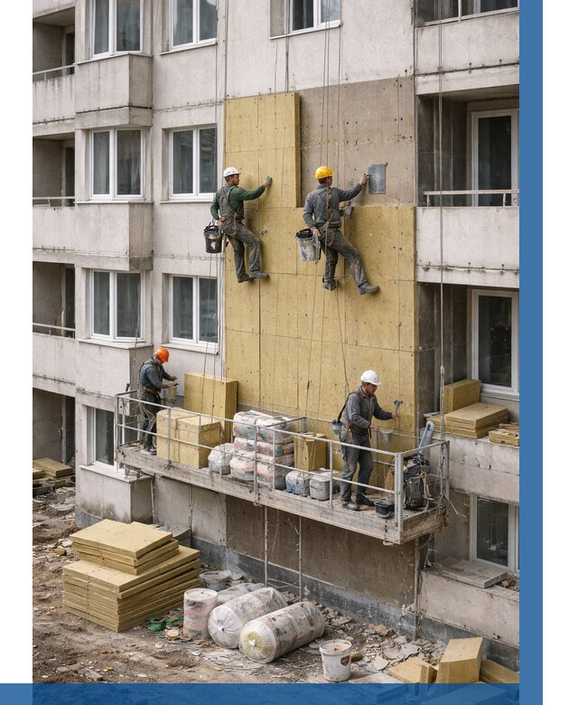 Утепление фасада минватой в Кольчугине от 1526 р. | ВЫСОТНИК-Кль