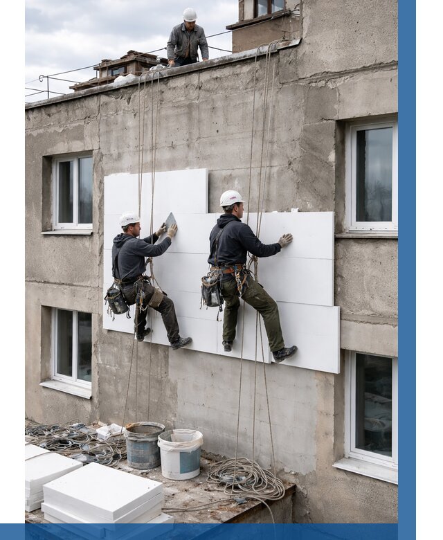 Утепление фасада пенополистиролом в Кольчугине от 1831 р. | ВЫСОТНИК-Кль