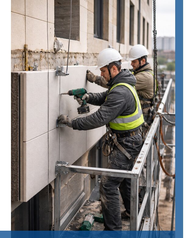 Монтаж фасадных термопанелей в Кольчугине от 1526 р. | ВЫСОТНИК-Кль