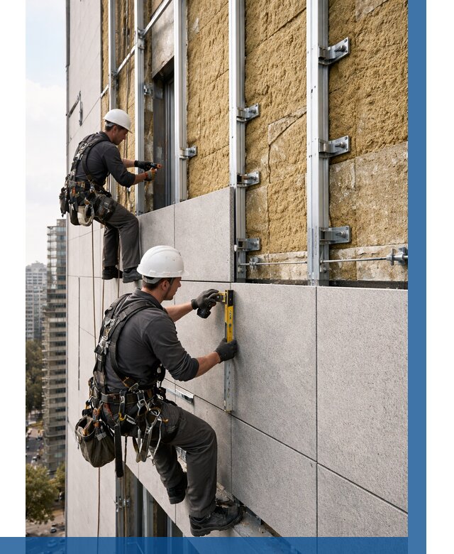 Монтаж вентилируемого фасада в Кольчугине от 3560 р. | ВЫСОТНИК-Кль