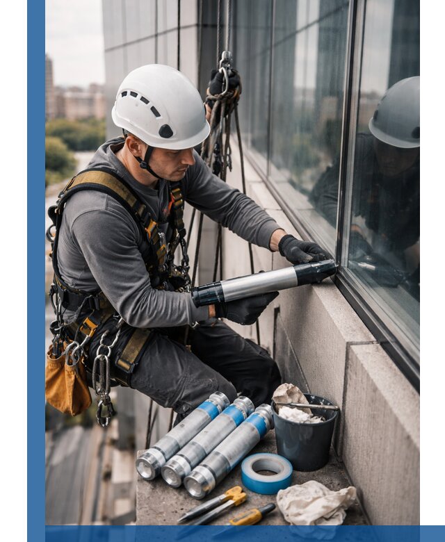 Герметизация стыков витража в Кольчугине для герметичных фасадов