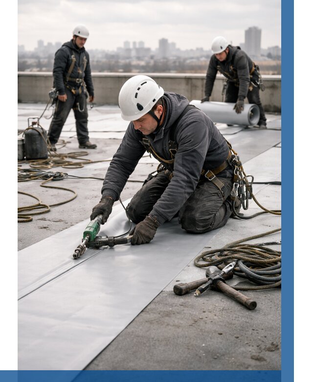 Ремонт мембранной кровли в Кольчугине от 1831 р./м2 | ВЫСОТНИК-Кль