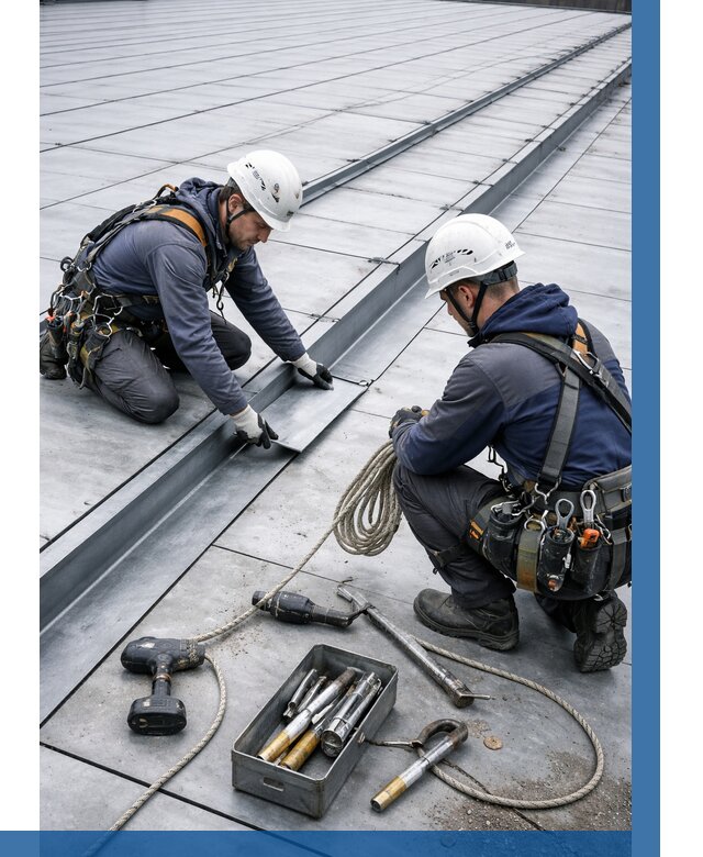 Ремонт фальцевой кровли в Кольчугине от 712 р. | ВЫСОТНИК-Кль