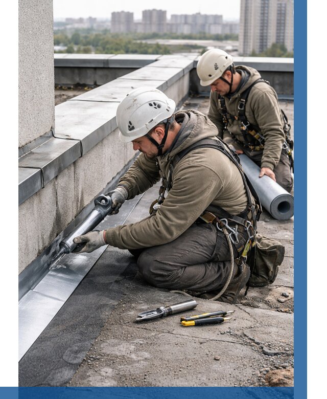 Ремонт кровельных примыканий в Кольчугине от 1221 р. | ВЫСОТНИК-Кль