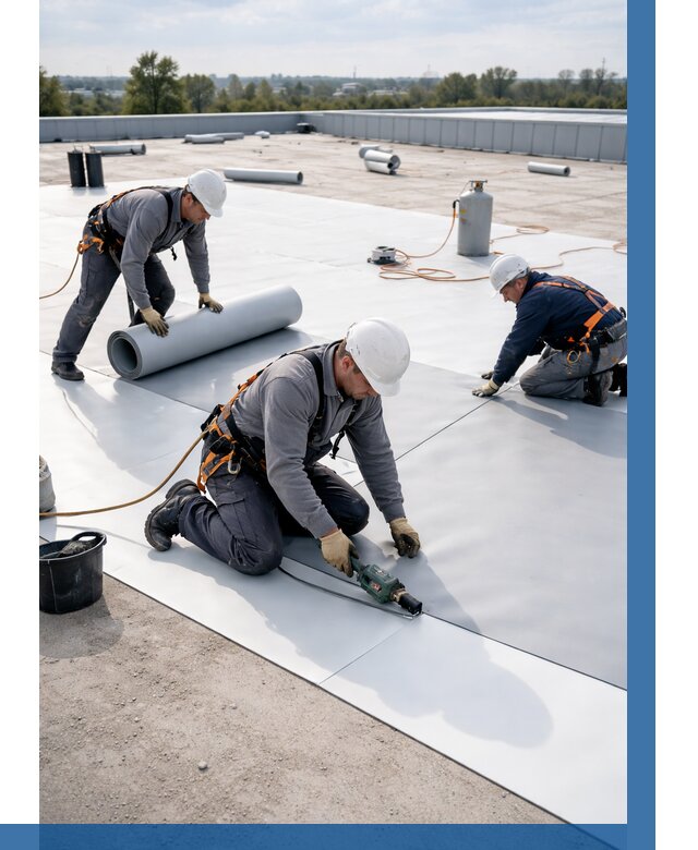 Монтаж мембранной кровли под ключ в Кольчугине от 1221 р. | ВЫСОТНИК-Кль