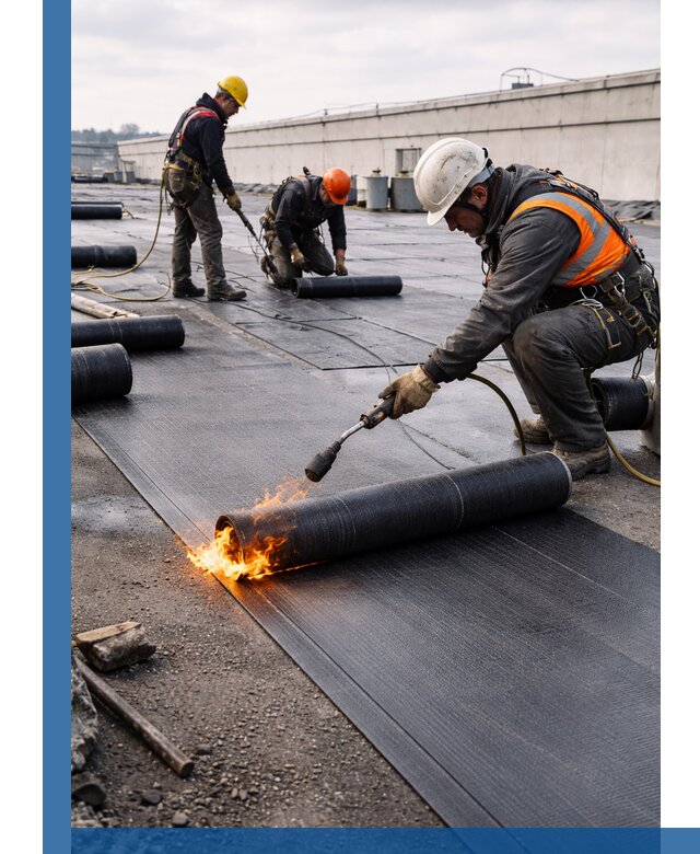 Монтаж наплавляемой кровли в Кольчугине профессионально