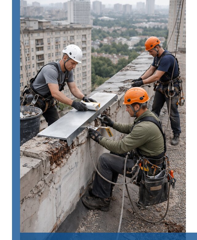 Ремонт парапета на кровле в Кольчугине, высотные работы с гарантией