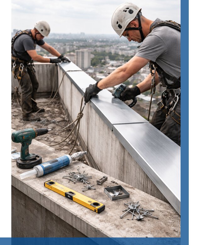 Монтаж парапетных крышек в Кольчугине от 814 р. | ВЫСОТНИК-Кль