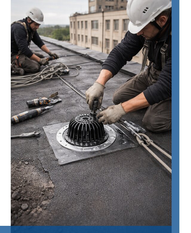 Установка водосточных воронок в Кольчугине цена от 3560 р. | ВЫСОТНИК-Кль