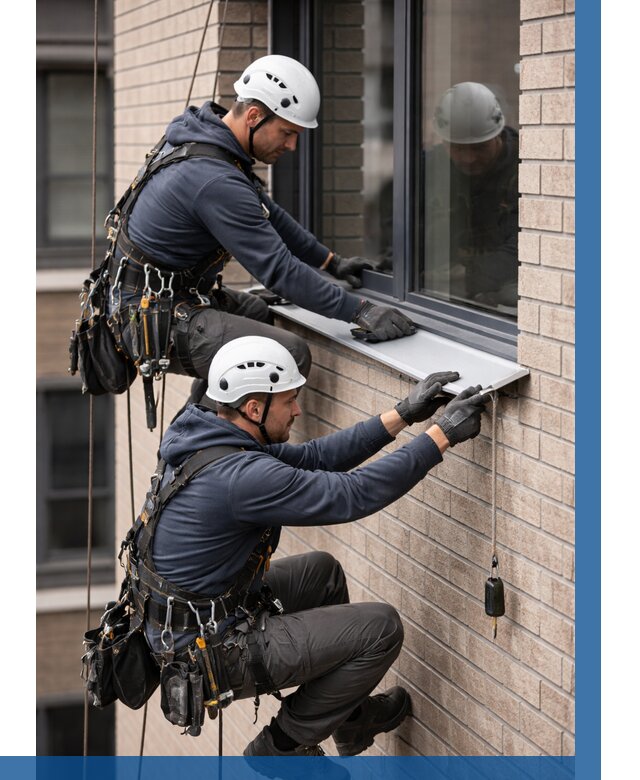 Монтаж оконных отливов под ключ в Кольчугине от 3560 р. | ВЫСОТНИК-Кль