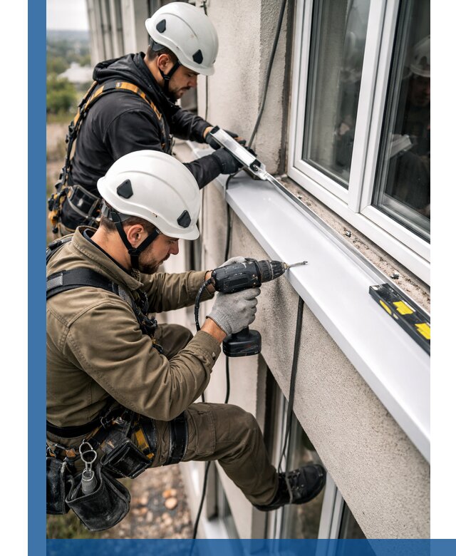 Профессиональный монтаж оконных отливов и отведения воды в Кольчугине