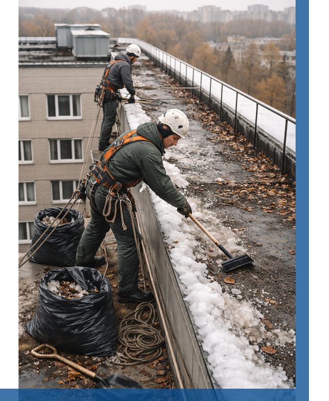 Очистка кровли по периметру в Кольчугине от 559 р. | ВЫСОТНИК-Кль