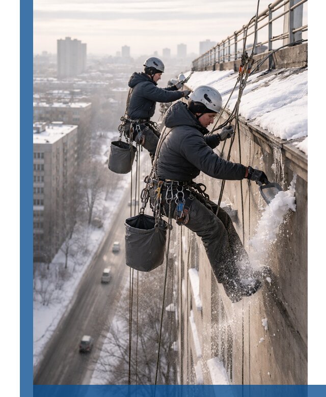 Очистка карнизов от снега в Кольчугине профессионально и безопасно