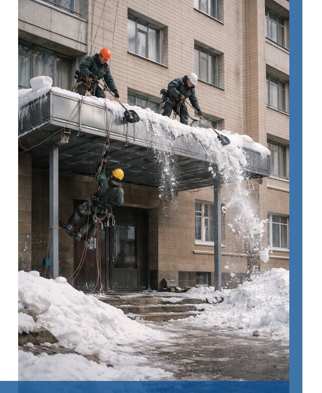 Очистка козырьков от снега в Кольчугине от 3560 р. | ВЫСОТНИК-Кль