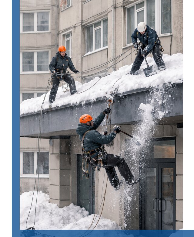 Безопасная очистка навесов от снега в Кольчугине круглогодично