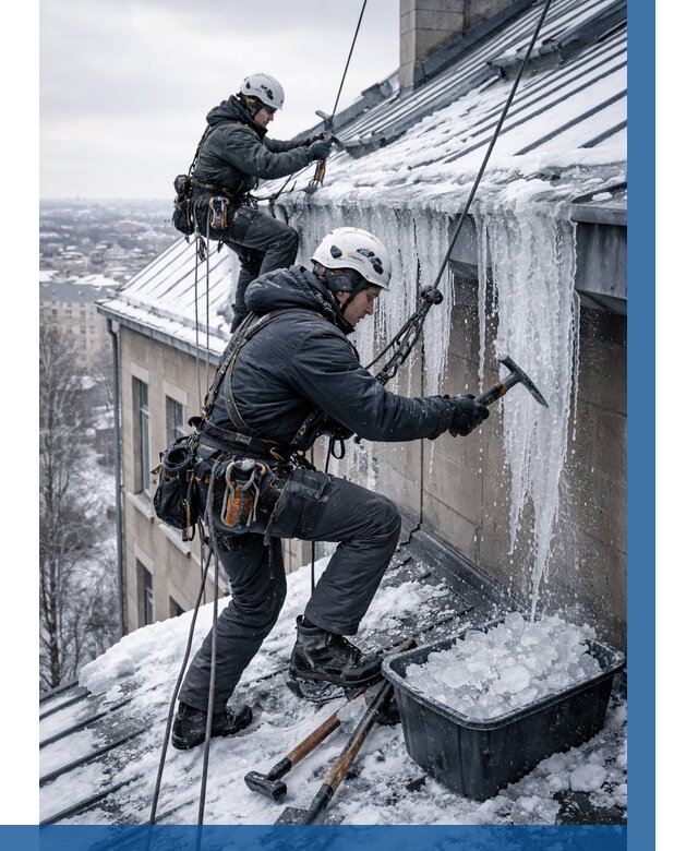 Удаление наледи с кровли в Кольчугине от 5594 р. | ВЫСОТНИК-Кль