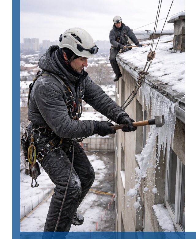 Сбивание и удаление сосулек с крыши в Кольчугине безопасно