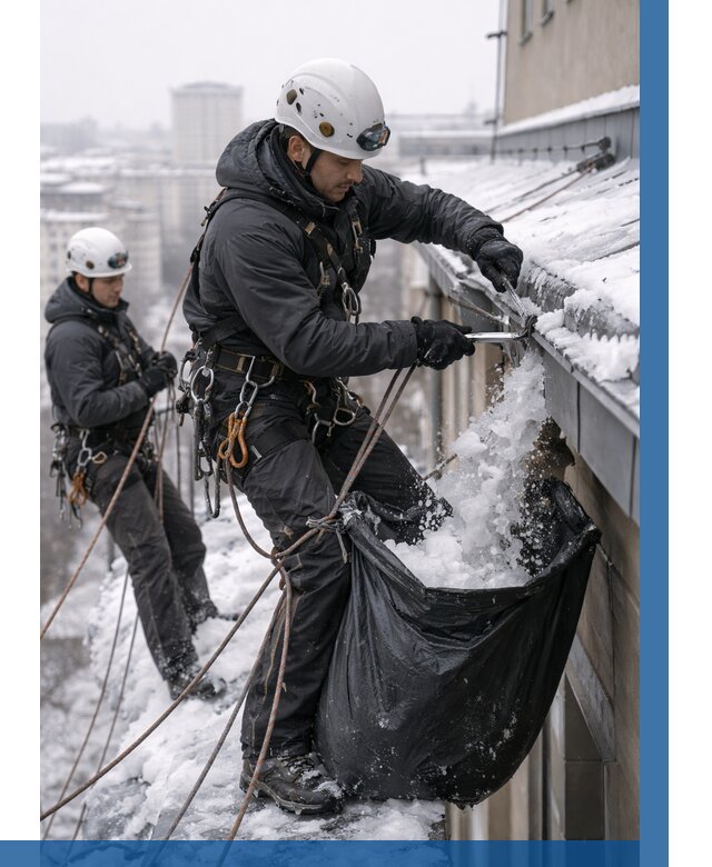 Аварийная очистка крыши в Кольчугине под ключ от 305 р. | ВЫСОТНИК-Кль