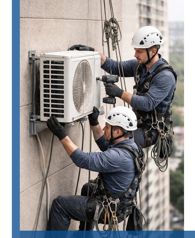 Монтаж внешнего блока кондиционера в Кольчугине установка и крепление