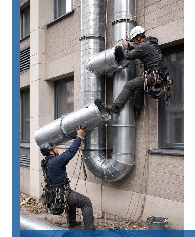 Монтаж фасадных воздуховодов в Кольчугине с герметизацией и крепежом