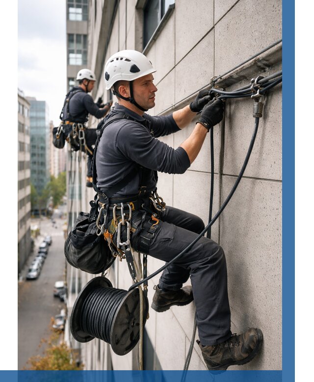 Прокладка кабеля по фасаду в Кольчугине от 356 р. | ВЫСОТНИК-Кль