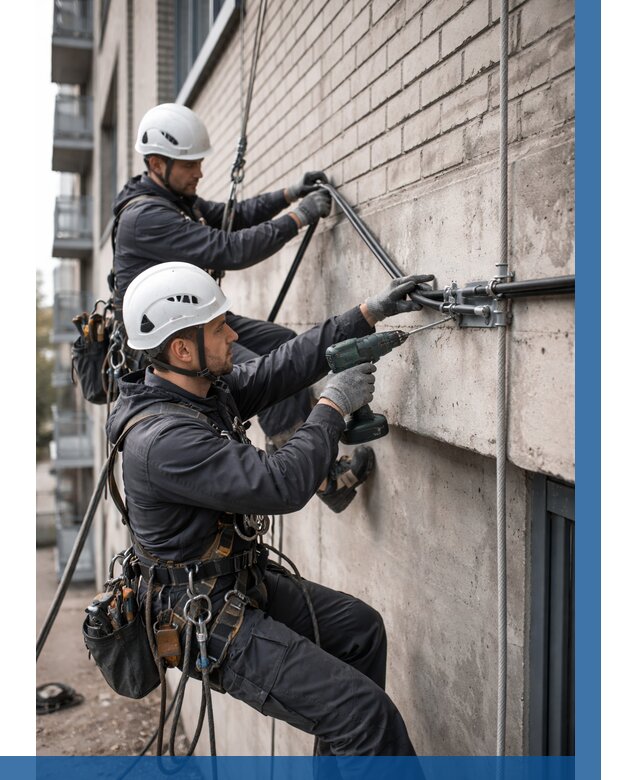 Крепление кабеля на фасаде в Кольчугине от 356 р. | ВЫСОТНИК-Кль