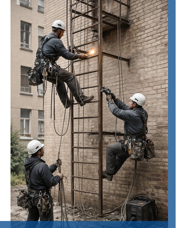 Ремонт пожарной лестницы в Кольчугине от 7628 р. | ВЫСОТНИК-Кль