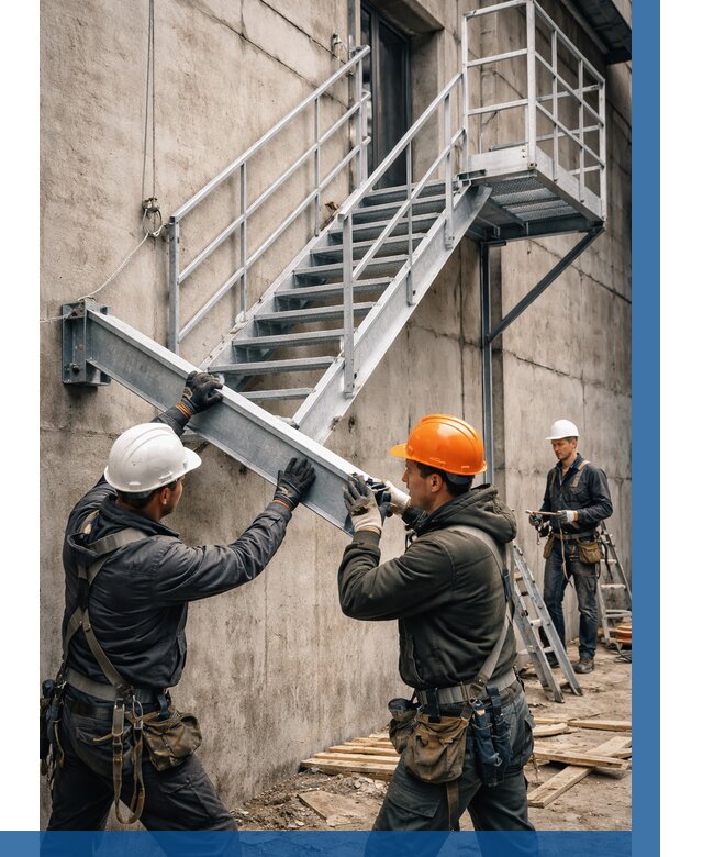 Монтаж металлических лестниц в Кольчугине от 15257 р. | ВЫСОТНИК-Кль