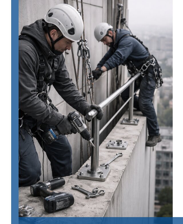 Монтаж перил на высоте в Кольчугине для жилых и промобъектов