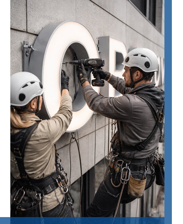 Монтаж световых букв в Кольчугине от 3051 р. под ключ ВЫСОТНИК-Кль