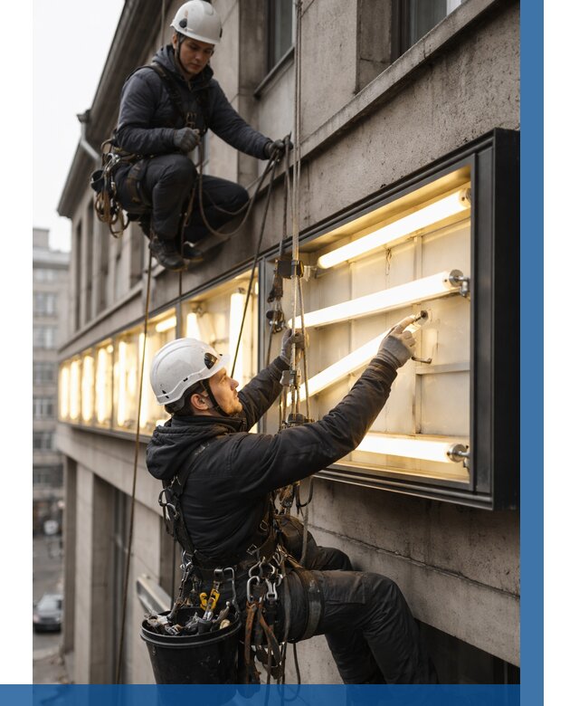 Замена ламп в вывеске в Кольчугине под ключ от 3560 р. | ВЫСОТНИК-Кль