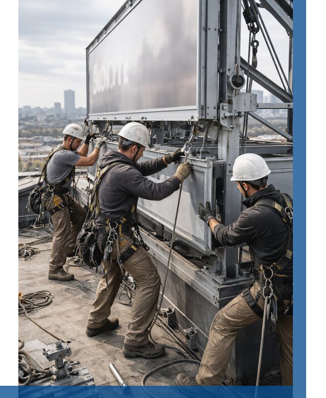 Монтаж крышной рекламной конструкции в Кольчугине от 61026 р.|ВЫСОТНИК-Кль