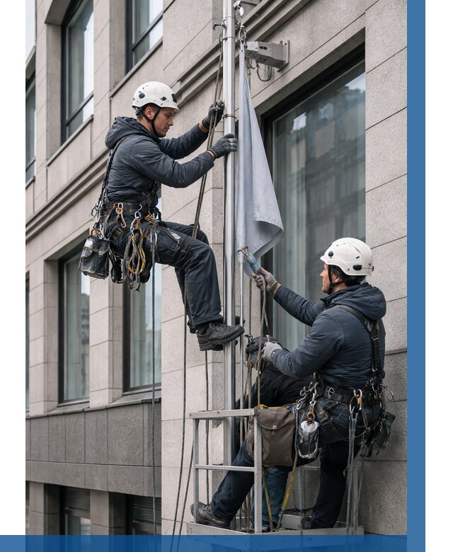 Установка флагов на фасаде в Кольчугине от 4577 р. | ВЫСОТНИК-Кль