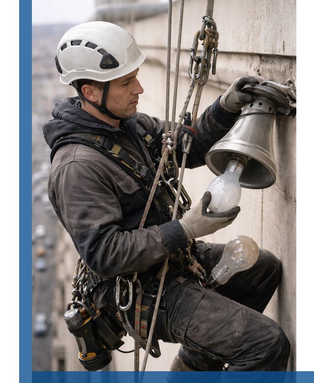 Замена ламп на высоте в Кольчугине профессионально и быстро