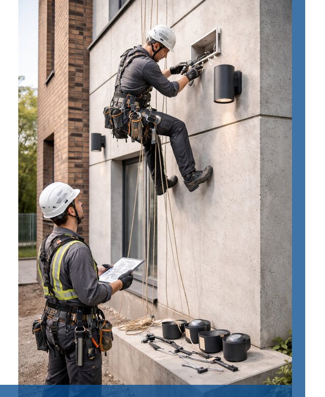 Монтаж фасадного освещения в Кольчугине от 2543 р. | ВЫСОТНИК-Кль