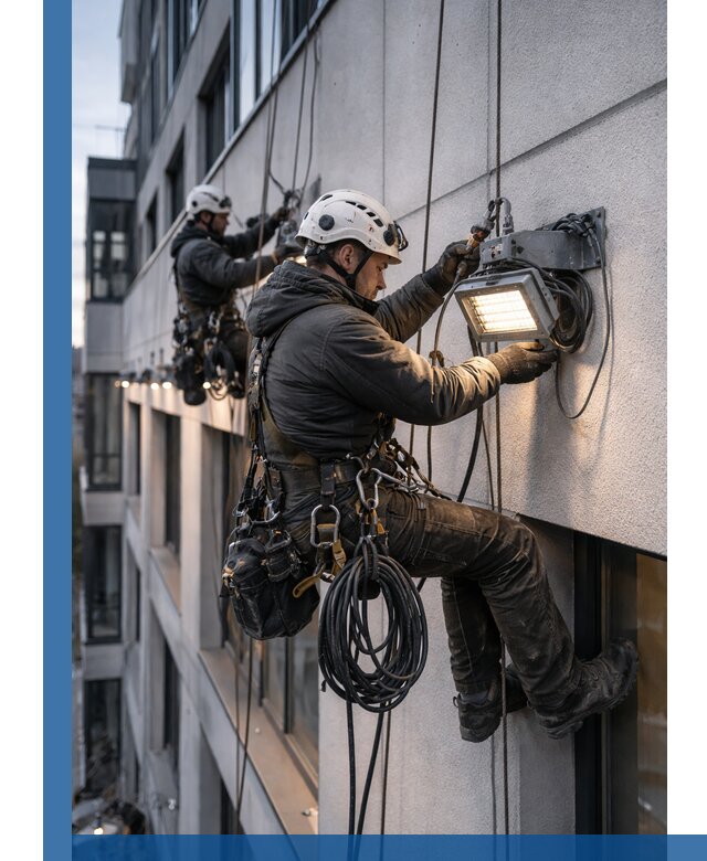 Монтаж фасадного освещения в Кольчугине установка и подключение