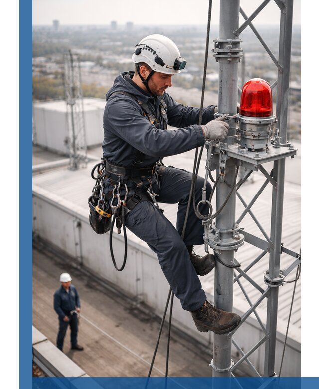 Монтаж заградительных огней и обслуживание объектов в Кольчугине
