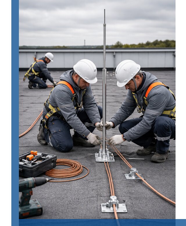 Монтаж молниезащиты на кровле в Кольчугине под ключ с гарантией