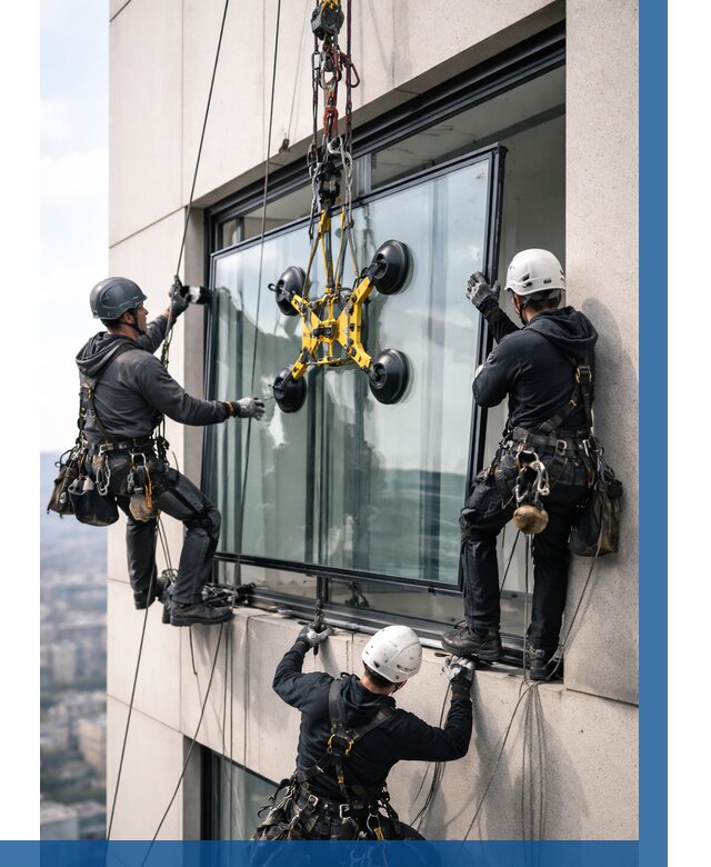 Монтаж стеклопакетов на высоте в Кольчугине от 3255 р. | ВЫСОТНИК-Кль